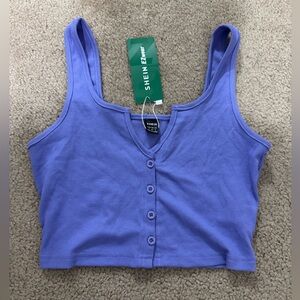 Purple cropped button top